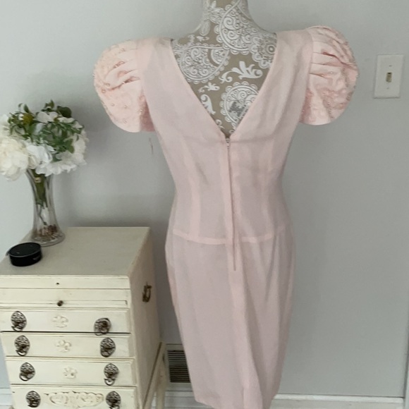 Vintage Morton Myles puff sleeve blush pink dress - Picture 5 of 13